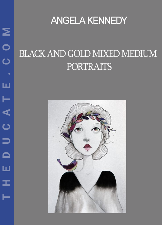 Angela Kennedy - Black and Gold Mixed Medium Portraits